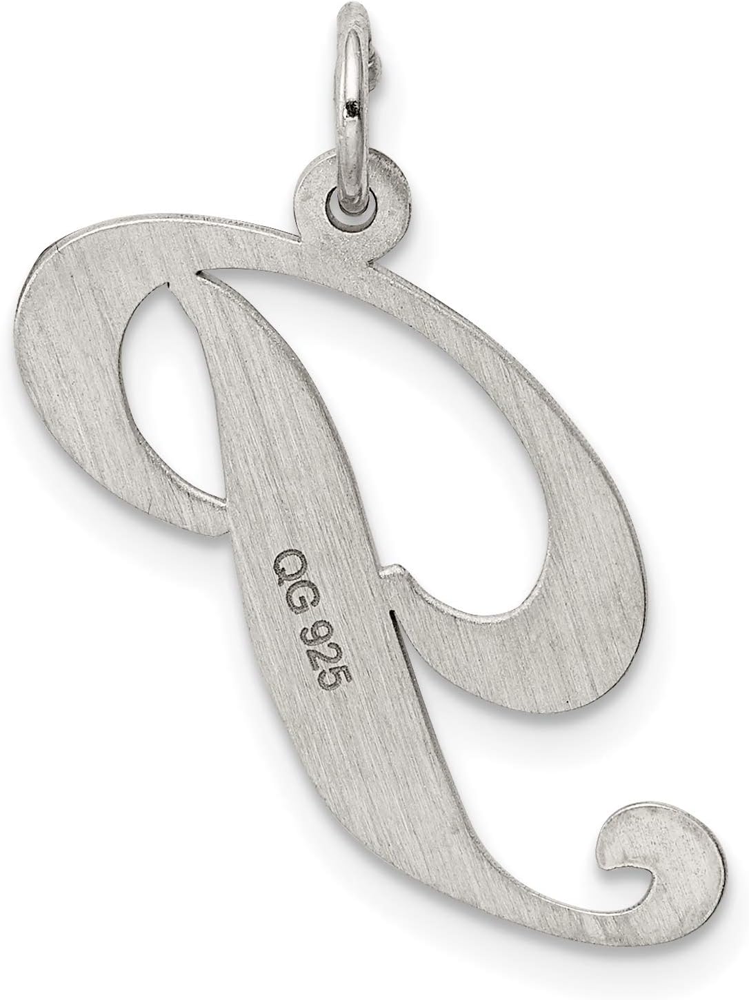 Sterling Silver Rhodium-plated Large Fancy Script Initial P Charm Fine Jewelry Gift For Her For Women