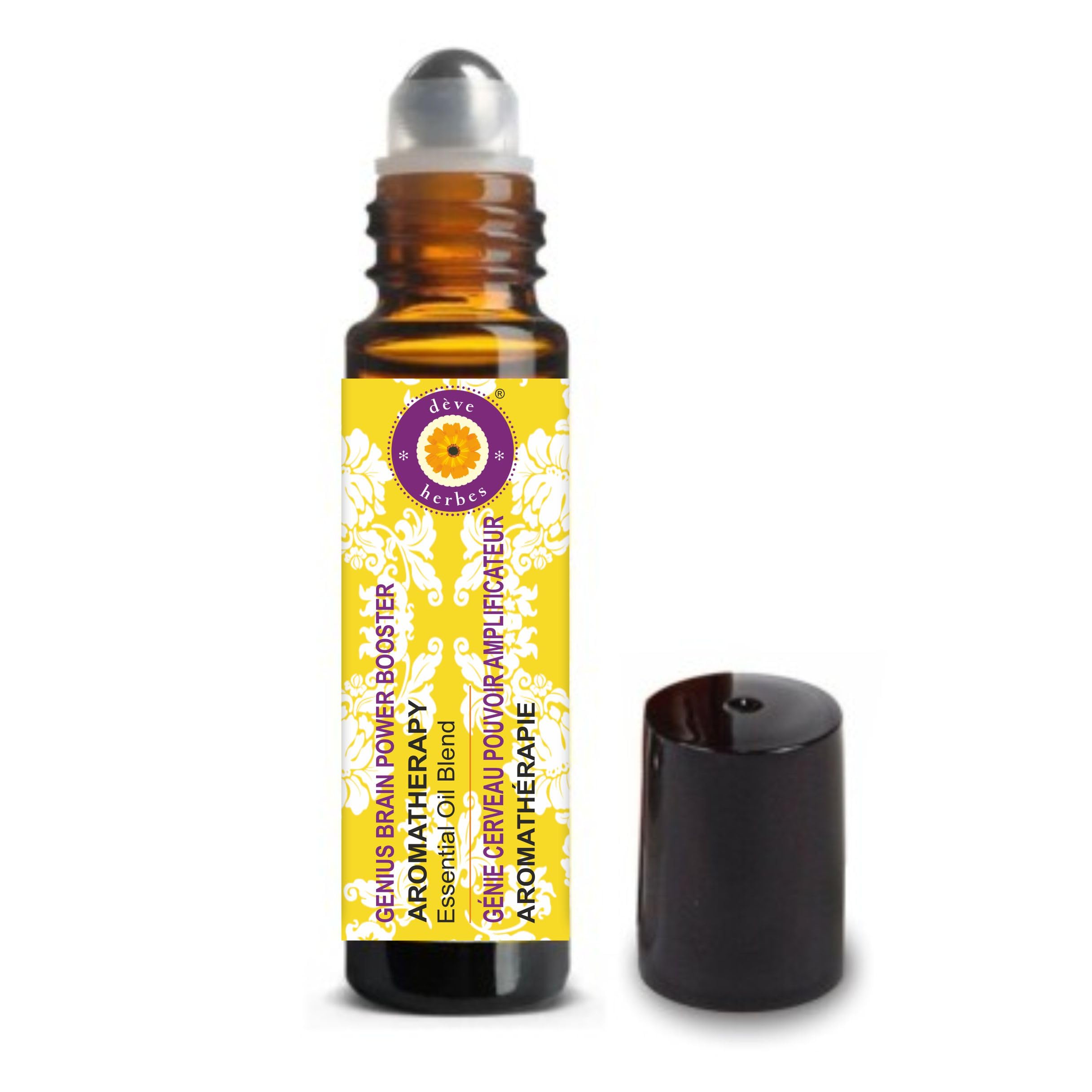 GENIUS BRAIN POWER BOOSTER - Aromatherapy Essential Oil Blend of Grapefruit, Palmarosa, Fennel Seed, Frankincense, Geranium & Mandarin Essential Oils 10ml (0.33oz)