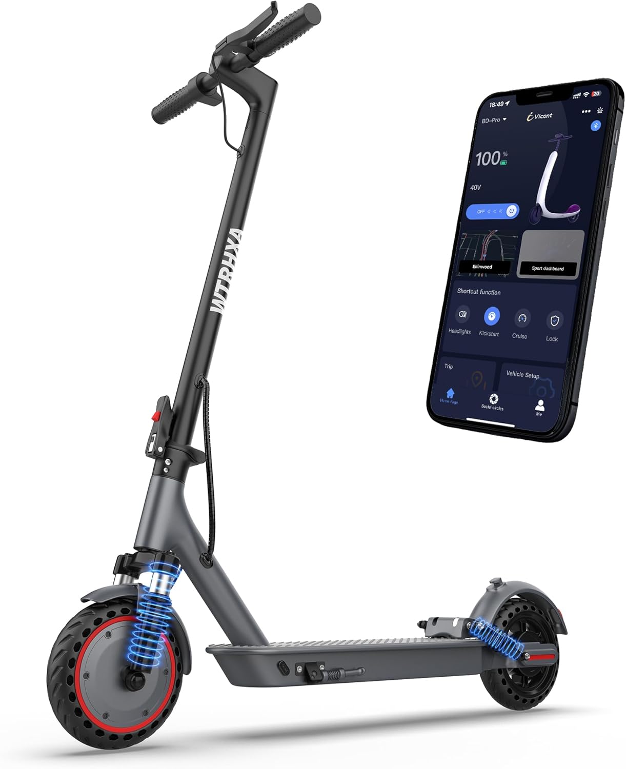 Electric Scooter for Adults, Electric Scooter with Suspension/Seat, 350W Motor, 19 Mph Speed, 15 Miles Ranges, 8.5" Solid Tire, Foldable E-Scooter Adults, E Scooter with Dual Braking