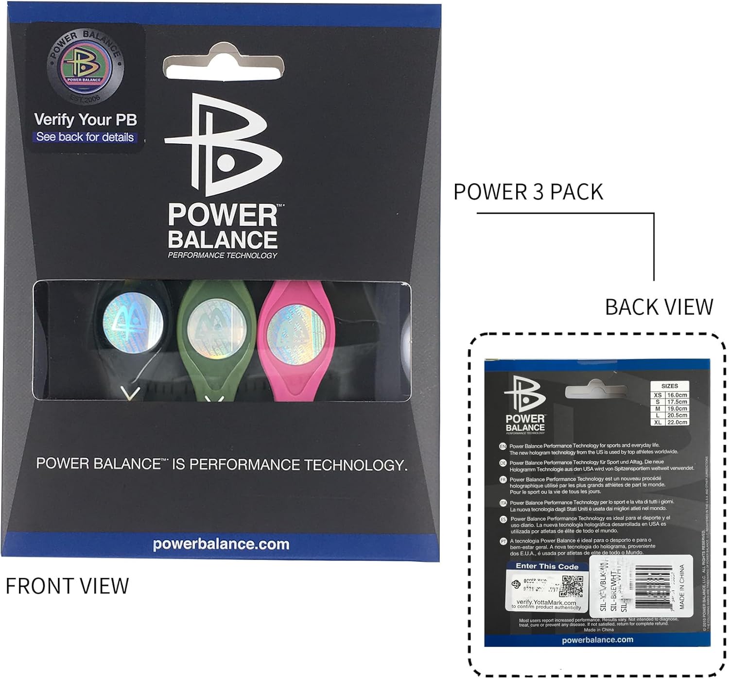 Power Balance the Original Genuine Performance Wristband, Silicone rubber Wristbands Bracelets sports bracelet wristband for men women, power 3 pack bangles, safe Waterproof Lightweight durable, size of M+M+L（M 19.0CM/L 20.5CM)