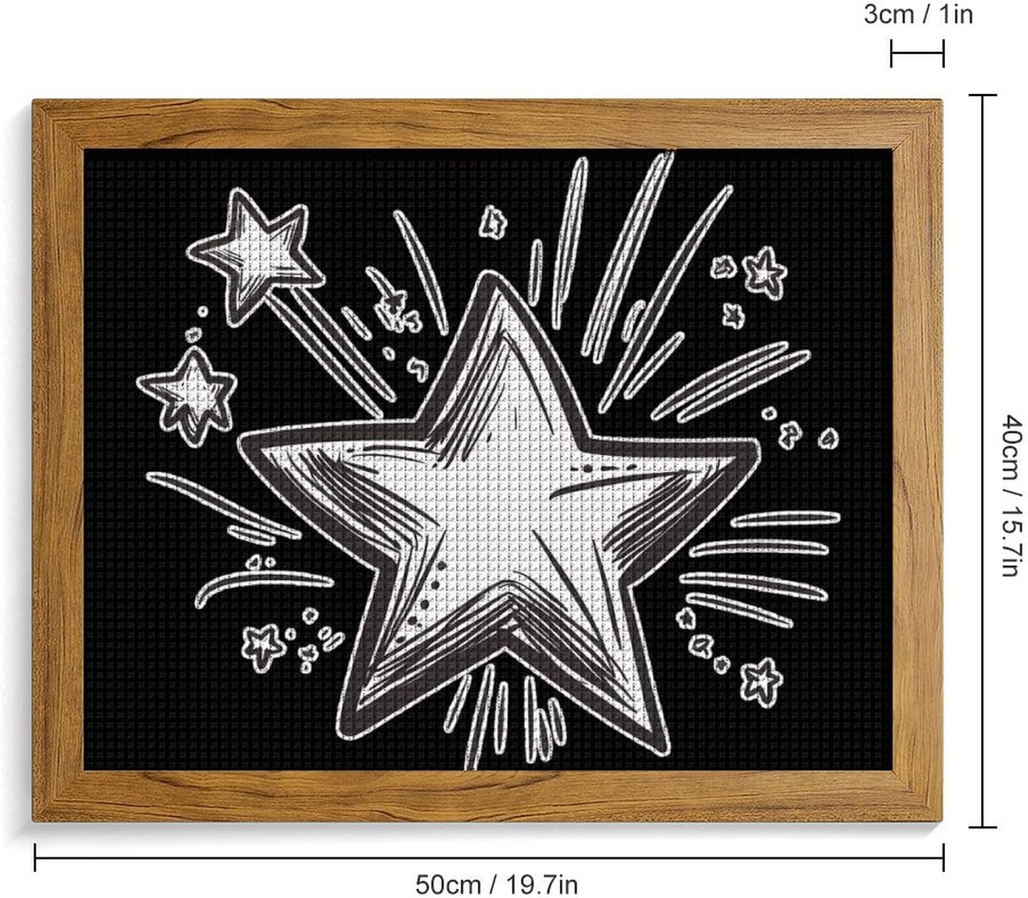 Stars Fireworks Printed Diamond 5D Painting Kits DIY Full Drill Crafts for Home Wall Decor 16x20 Inch Yellow Wood 50 * 40cm