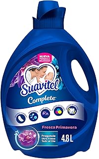 Suavitel Suavizante de Ropa Complete Fresca Primavera 4.8 L. Fragancia de Liberación Prolongada, Suavidad Avanzada, Protege los Colores y Reduce Arrugas. Todo en Uno, Sin Enjuague