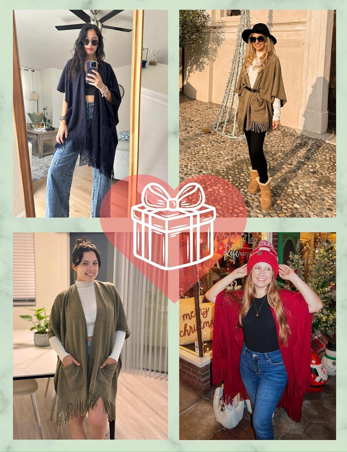 Ferand Shawl Wraps for Women, Cozy Lightweight Poncho Cape with Pockets, Warm for Fall Winter Travel - Image 2