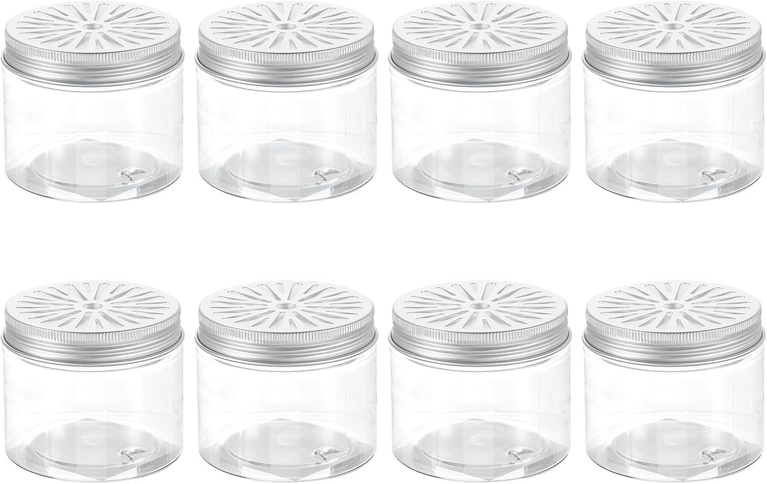HARFINGTON 8 Pcs Empty Scent Beads Storage Container 5oz/150ml Air Freshener Tins Round Refillable Spice Containers Plastic Jars Sample for Air Freshener Candles Travel Storage