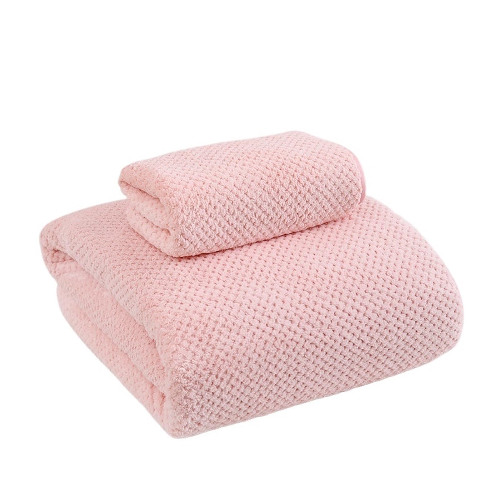 Generico Telo da bagno grande, spiaggia assorbente ispessita, adulto domestico(Pink,140x70cm)