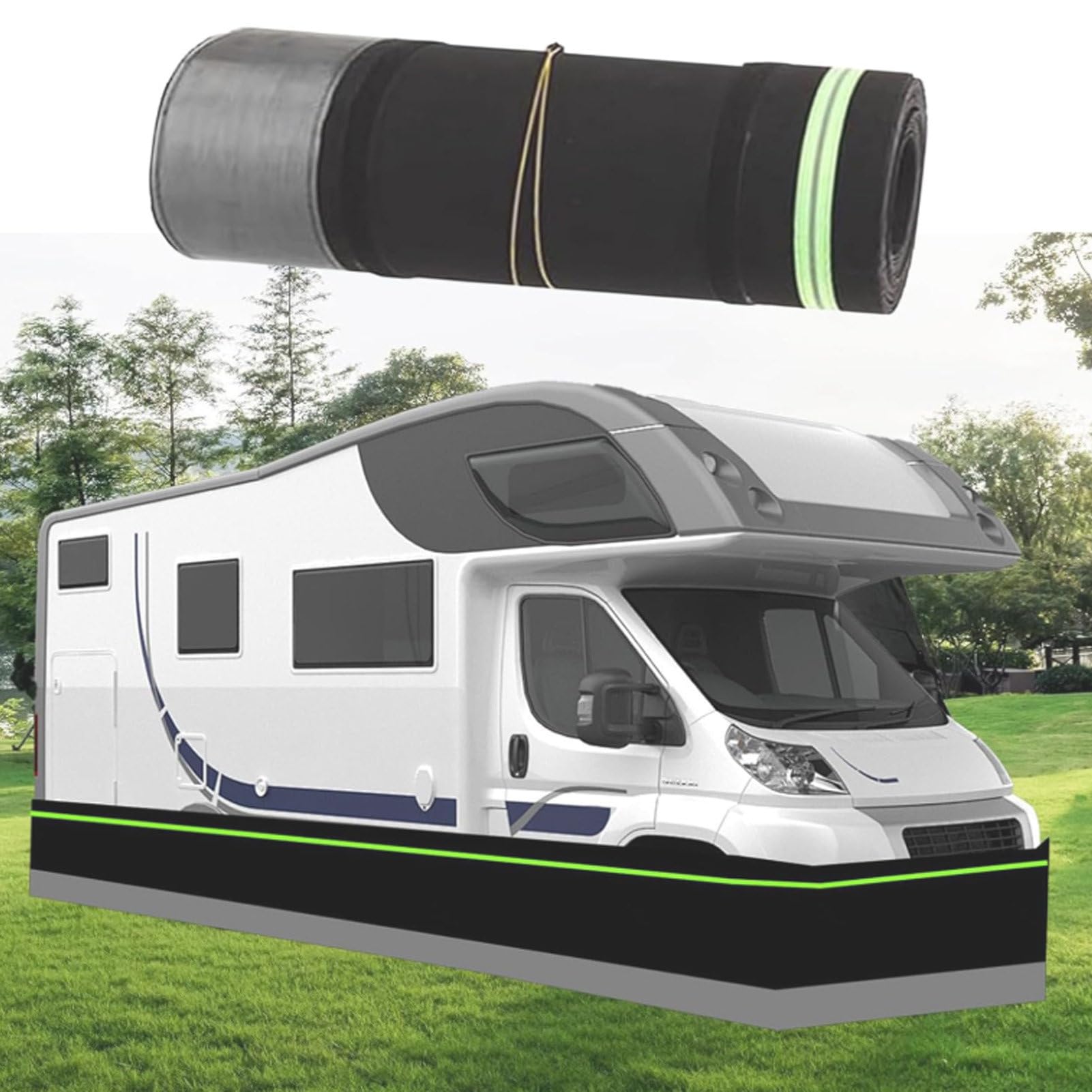 Zykuosus Waterproof RV Skirting Heavy Duty Barrier with Lock Cable, Resists Snow and Wind For e Protection in Storage or Garden Fence Use