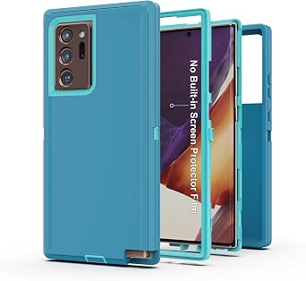 for Galaxy Note 20 Ultra 5G Case, Heavy Duty Protective Case with [3 Layers] Rugged Rubber Shockproof Protection Cover for Samsung Galaxy Note 20 UltraBlue/Azure
