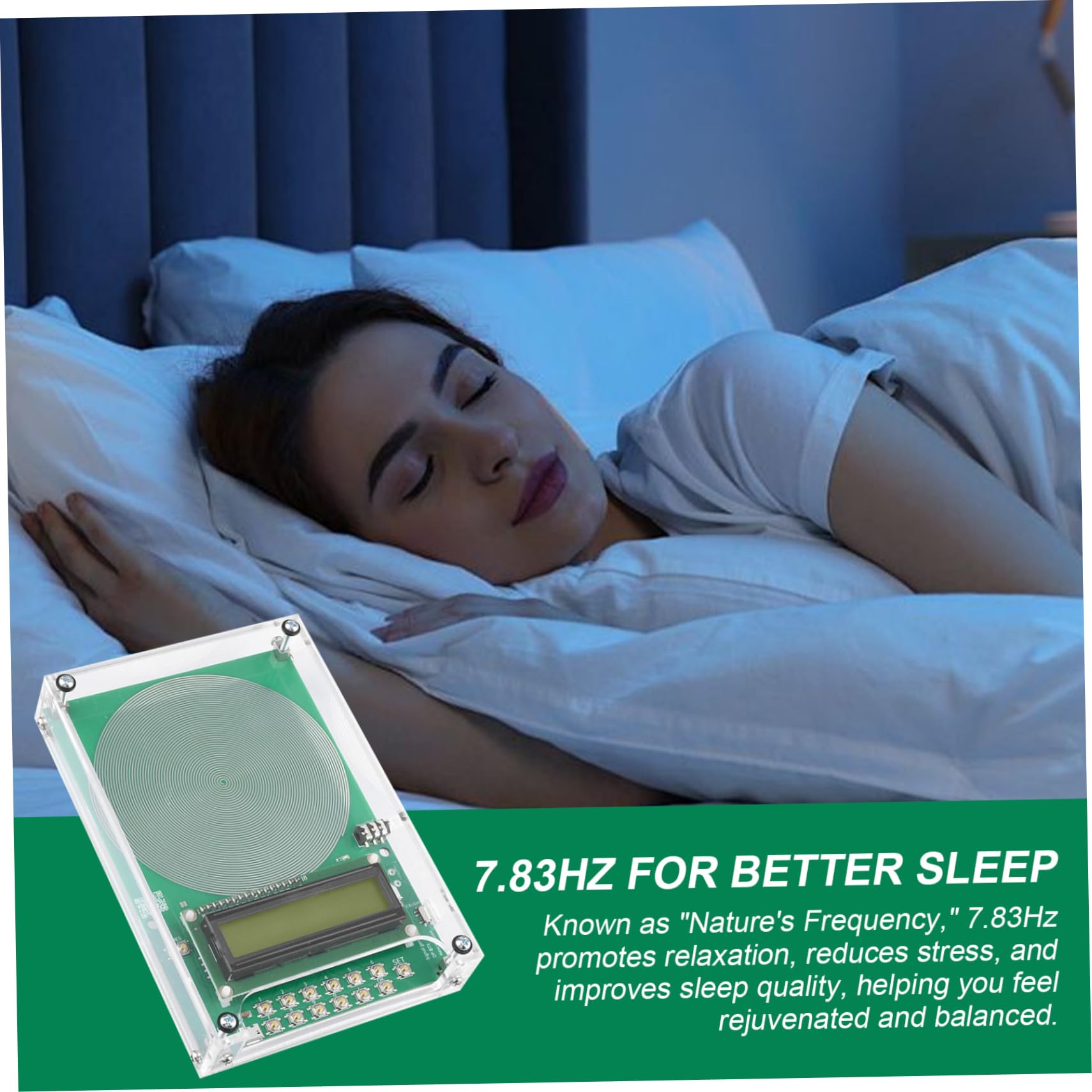 Générateur de fréquences pour la guérison, dispositifs de guérison fréquence à 7, 83 Hz, dispositif somnifère alimenté par USB pour le soulagement du stress, la relaxation, la méditation, le yog