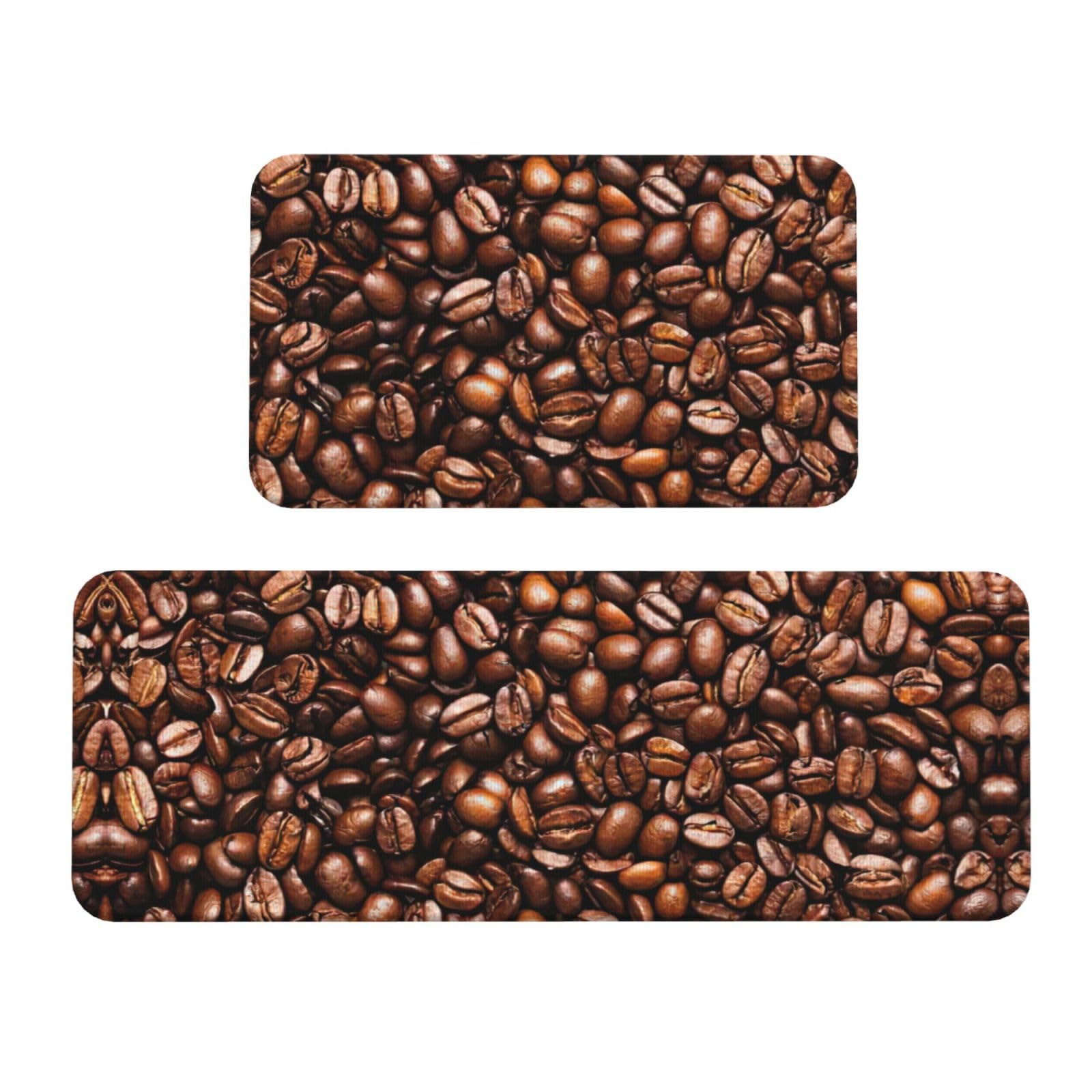 Tapis de cuisine antidérapants EdWal imperméables lot de 2 avec imprimé grains de café torréfiés