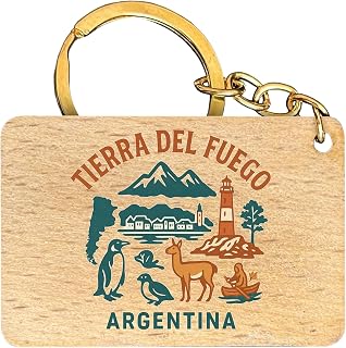 R and R Imports Tierra Del Fuego Argentina Keepsake Souvenir Flat Wood Keychain 1.5” x 2.5”