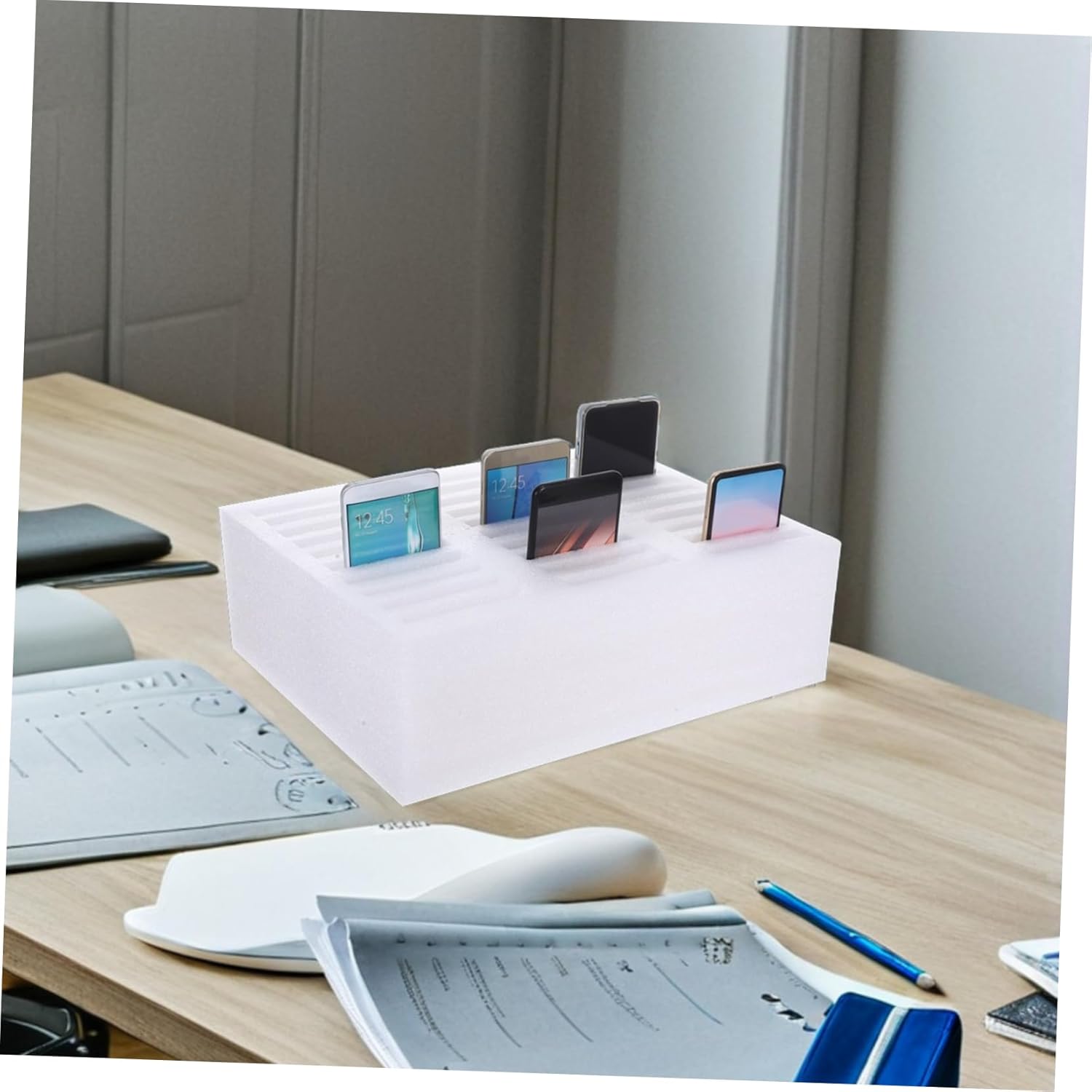 STOBAZA Cell Phone Holder 30 Grids Classroom Pocket Chart Organizer Foam Storage Box Phone Calculator Holder for Classroom Office School