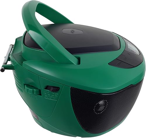 Miniatura 4 de Jensen CD-475GR Reproductor de CD Boombox estéreo portátil con radio AMFM y entrada de línea auxiliar y conector para auriculares (verde)
