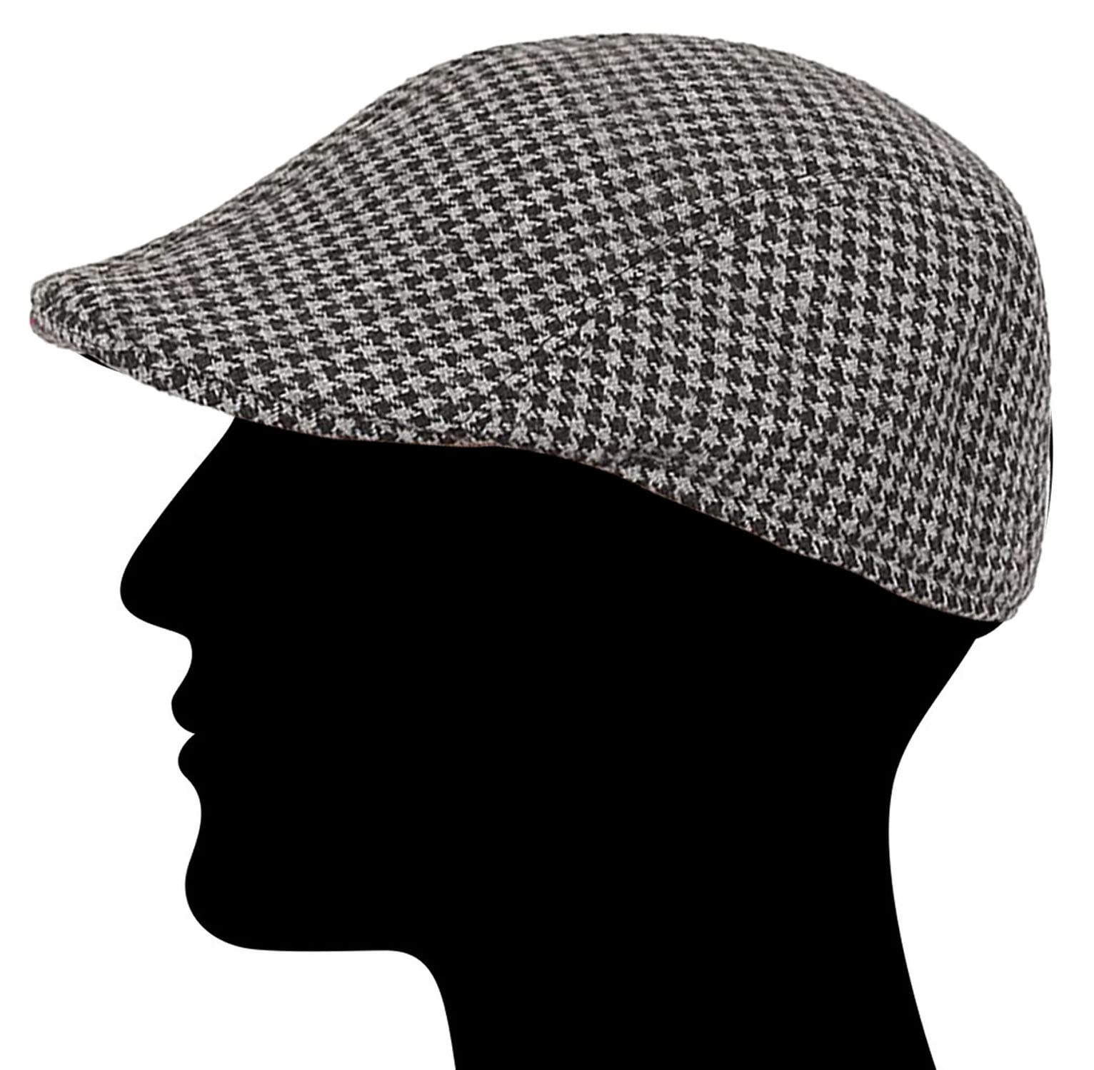 RR DESIGN Newsboy Cap Ivry/Golf/Flat Tweed Hats for Men-Pack of 1-Free Size- (Black & Grey Houndstooth Pattern) 2