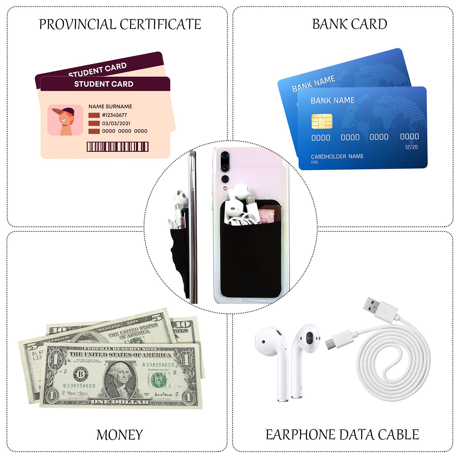 Patch di Back di Telefonia Mobile A 4 Pezzi, Copertura della Scheda per Telefono Cellulare, Accessori per Telefoni Cellulari, Copertura della Scheda Portatile.