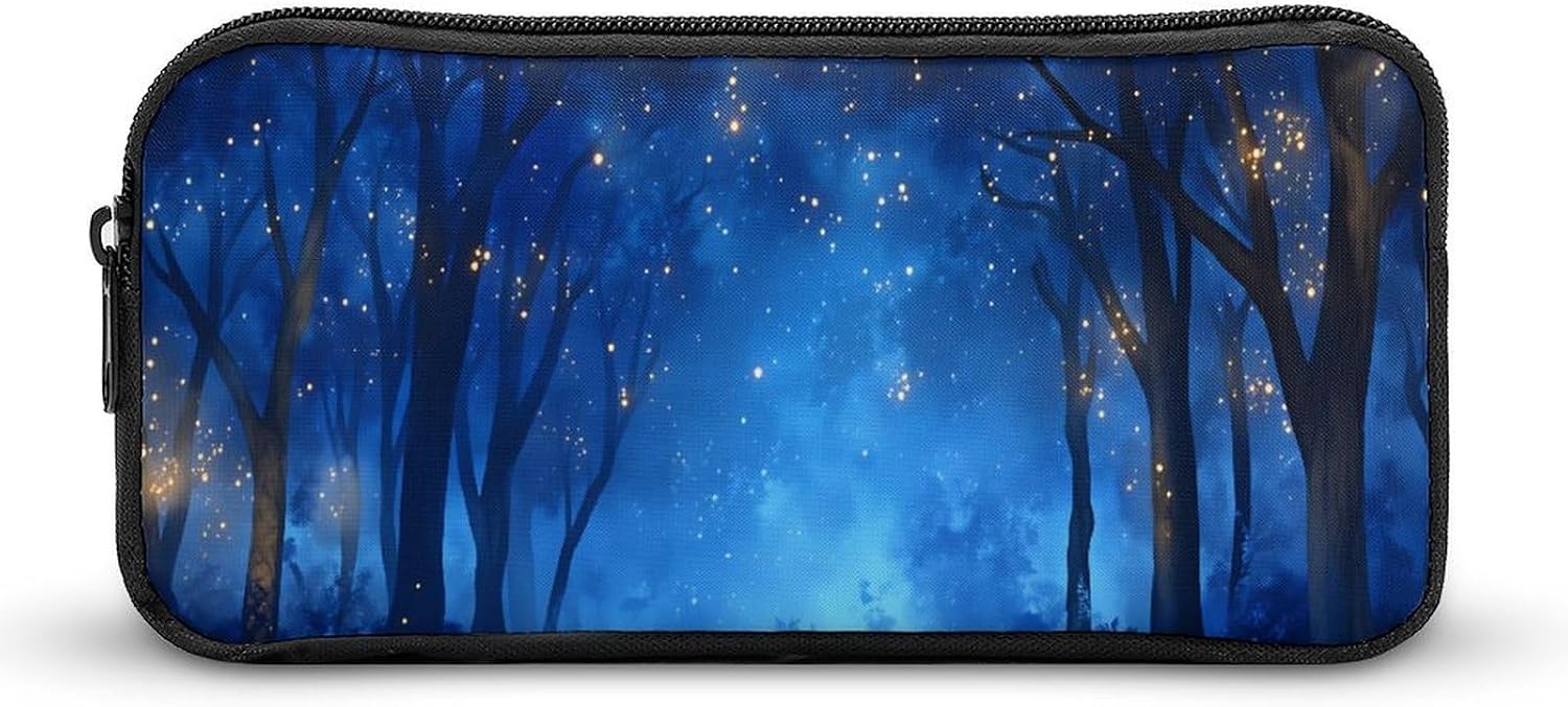 Night Forest Glowing Makeup Bag for Women, Large Capacity Cosmetic Pouch with Metal Zipper, Travel Toiletry Organizer Bag, Portable Storage Pouch for Beauty Accessories, Skincare, Daily Essentials