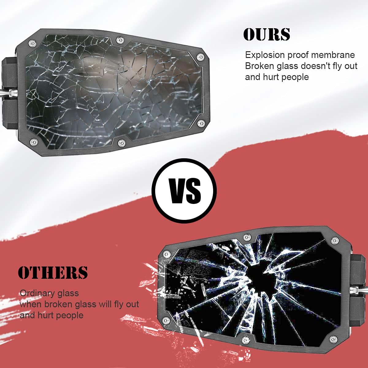 WeiSen Break Away Side Rear View Mirror with LED Light Fits 1.75" - 2" Round Tube Roll Bar Compatible with Polaris RZR Ranger Maverick X3 Talon Mule Teryx UTV ATV