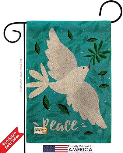 Miniatura 2 de Want Peace Burlap Burlap Garden Flags Pack Sweet Life Earth Support Environmental Protection USA Applique Small Decorative Gift Yard House Banner