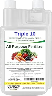 Triple 10 All Purpose Liquid Fertilizer 10-10-10 with Amino Acids (5.5%) & Seaweed Extract (32oz)