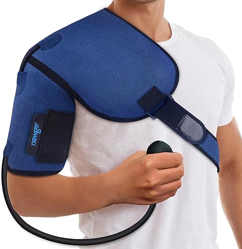 NEWGO Bolsa de hielo para hombros con compresa fría de gel para hombros con bomba de aire, compresa fría para lesiones de hombro, artritis,
