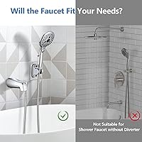 Vista 6 de PROOX Grifo de Tina Completamente Metálico con Desviador, Ducha de Mano de 6 Configuraciones con Interruptor de Pausa de Encendido/Apagado, Grifo