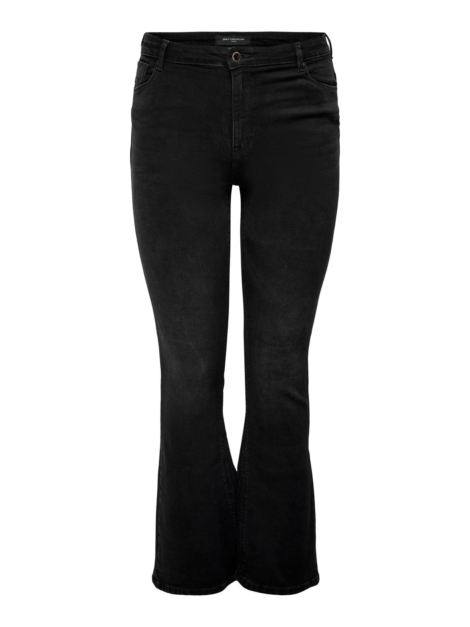 ONLY CARMAKOMA Women's Carsally HW Flared BJ165 Noos Jeans, Black, 48/32, Black, 48W x 32L
