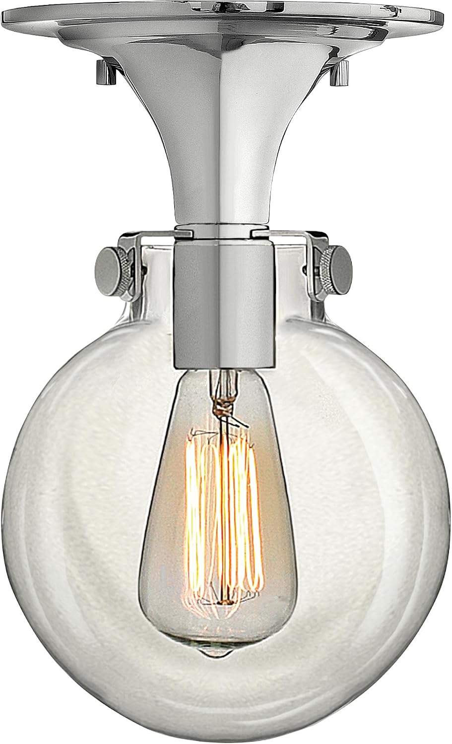 Hinkley 3149CM Restoration One Light Flush Mount from Congress Collection in Chrome, Pol. Nckl.Finish,