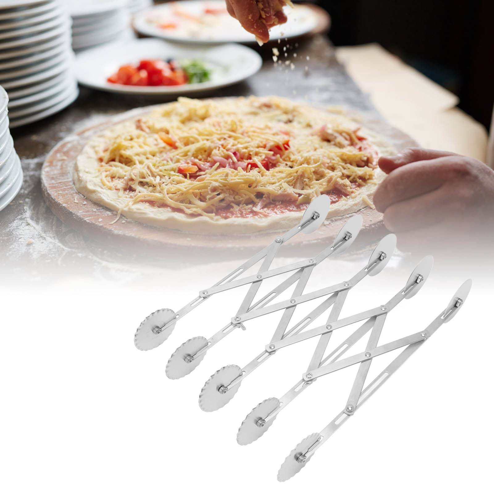 Tagliapasta Regolabile 5 Ruote Xiciki – Rotella Per Pizza E Pasticcini In Acciaio Inox, Larghezza Regolabile 1,2-12,2 Cm