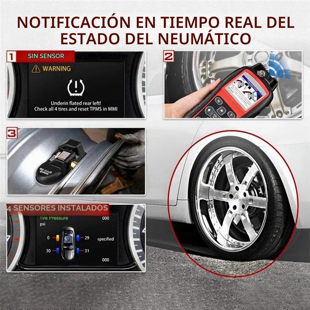 4 Piezas de ProgramacióN MX Sensor TPMS Monitor de PresióN de NeumáTicos Sensor 315MHZ 433MHZ Universal 2 en 1 Herramienta de ReparacióN para Plata