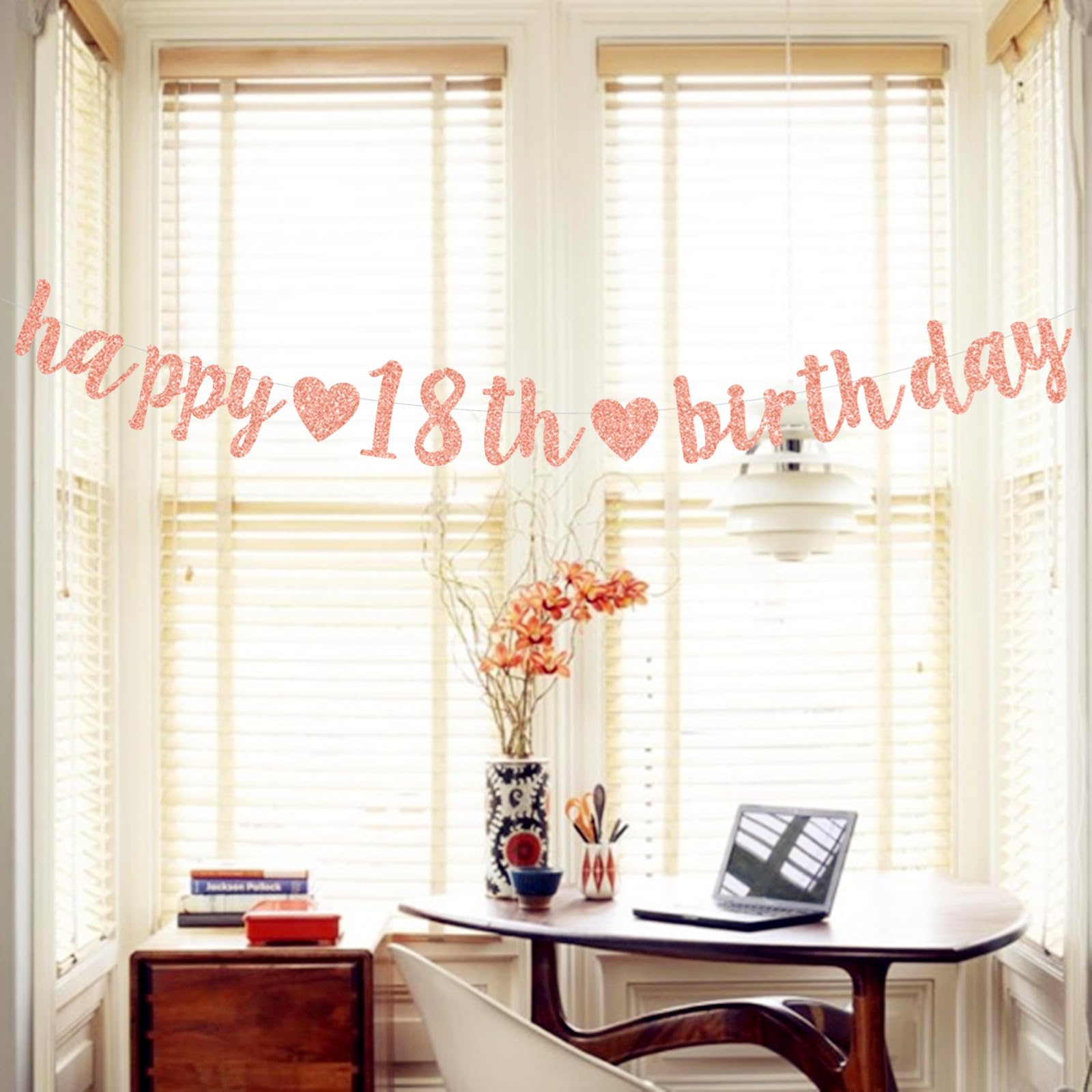 Banner Glitter Happy 18th Birthday Rosa Oro, Decorazioni Per Festa Ragazza - 2