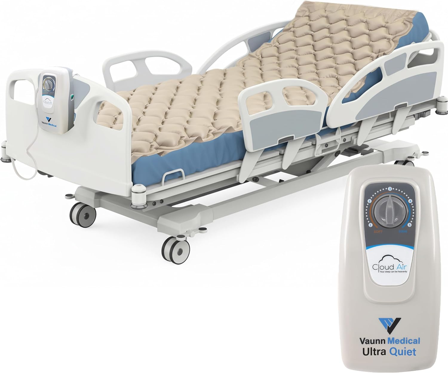 Vaunn Medical Cloud Air Whisper Quiet Alternating Air Pressure Mattress Topper with Pump Twin Size 36″ x 78″ x 3″