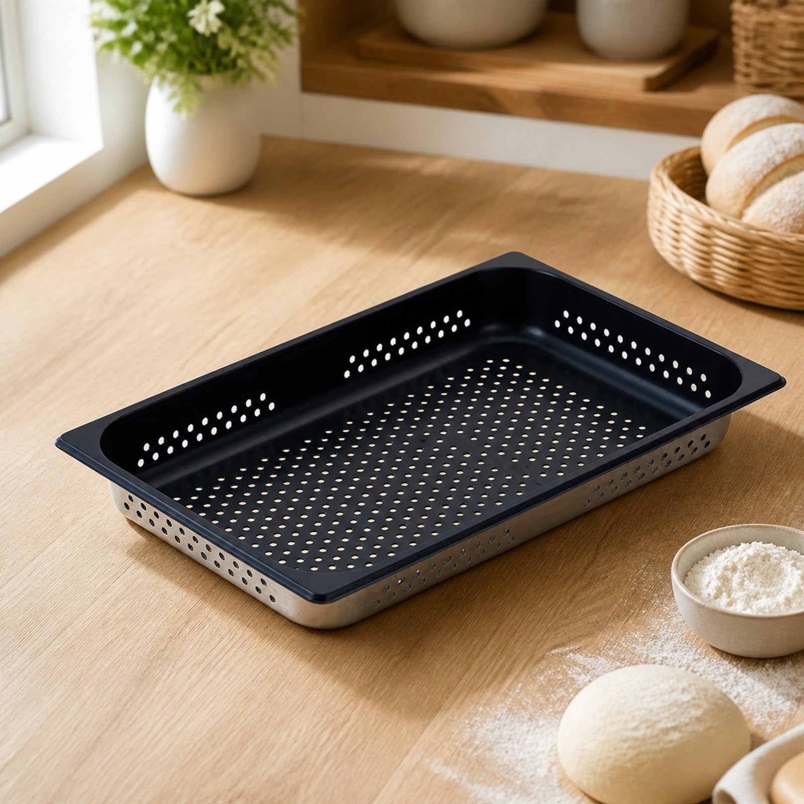 predolo Standard Size Backblech aus Edelstahl Antihaftbeschichtet Gastronormblech Gastronormiert Edelstahlbehälter für Professionelle Köche, Höhe 40mm