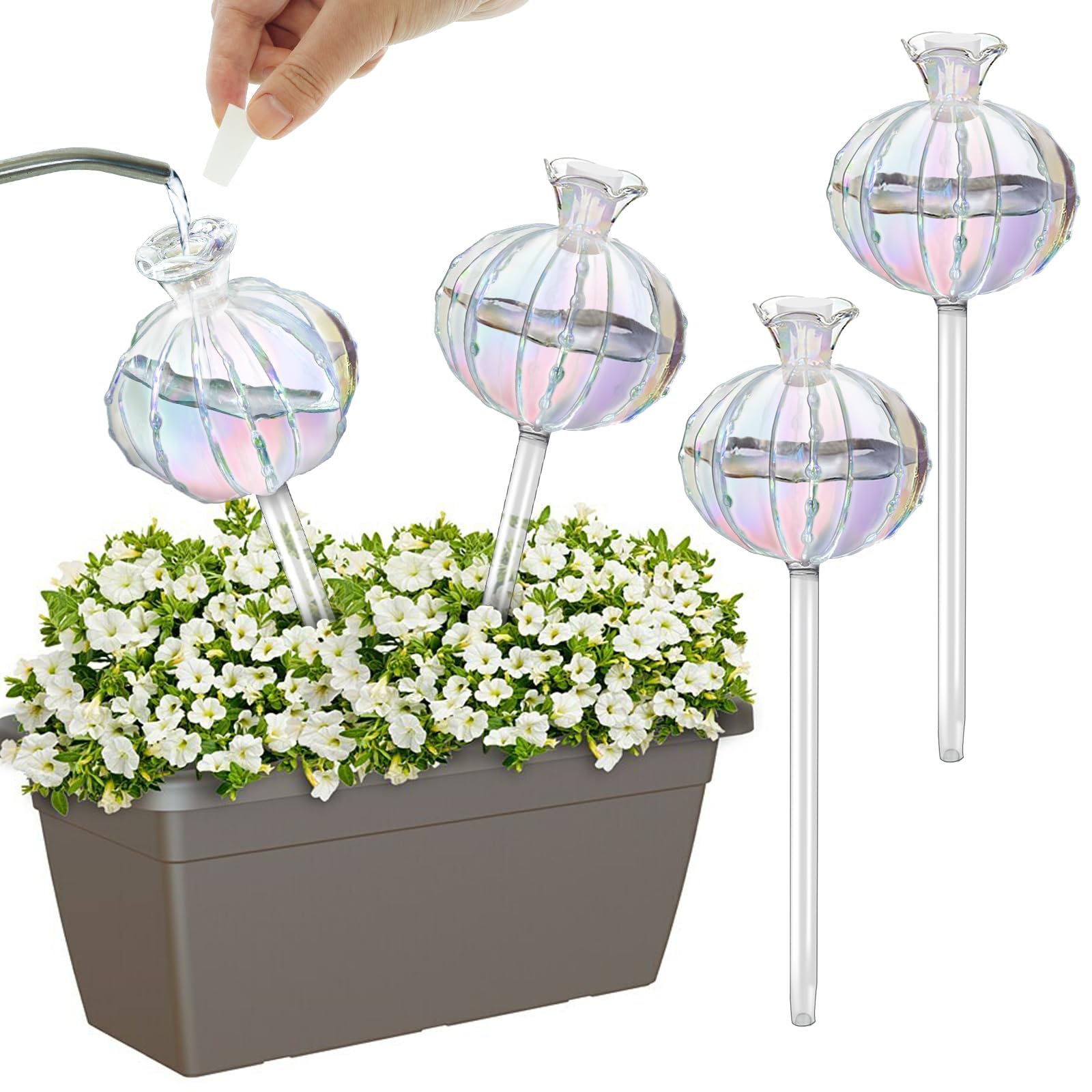 Jitnetiy Plant Watering Bulbs Plant Watering Globes Glass Cactus Self Watering Planter Insert for Indoor and Outdoor Plants (4 Pack Cactus)