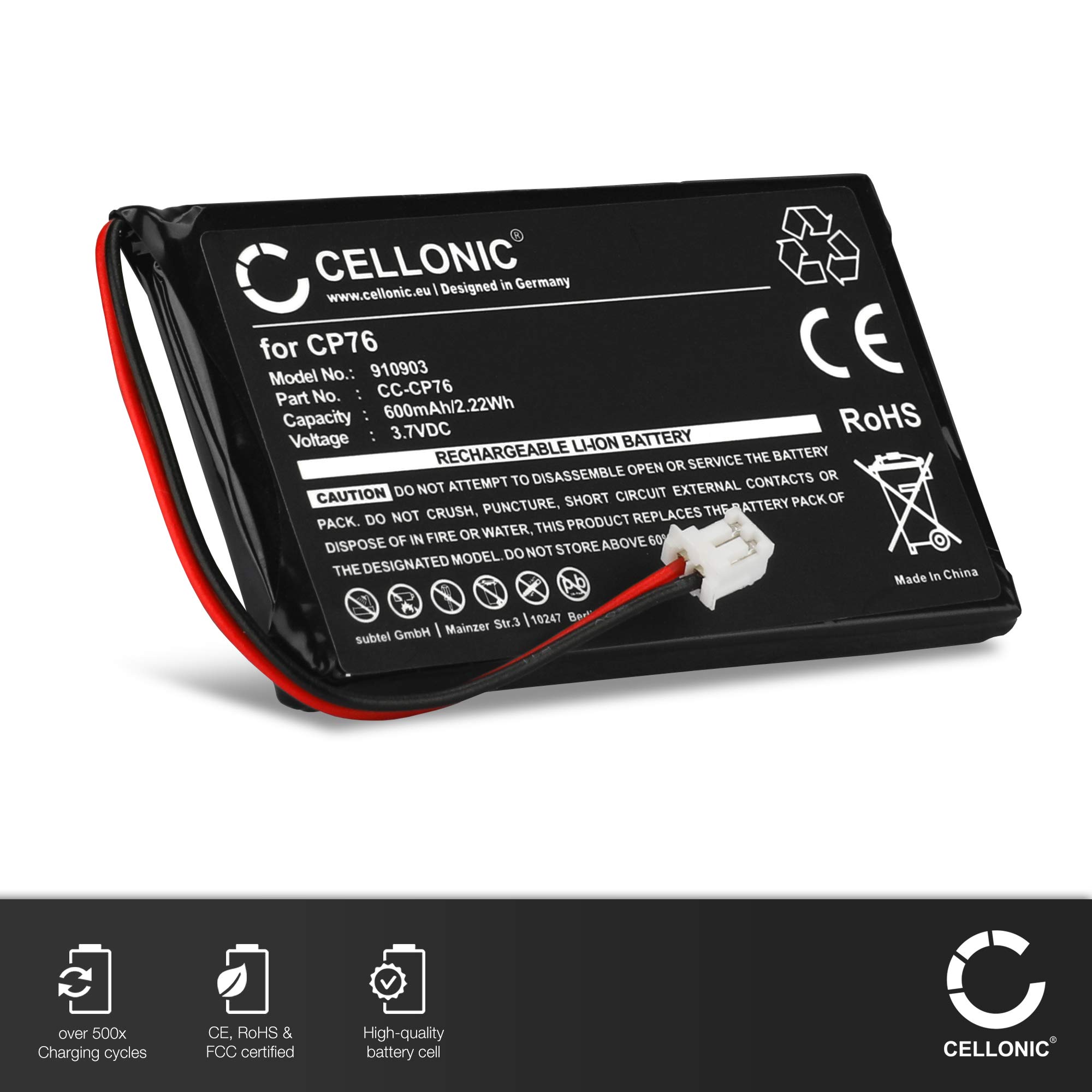 Bateria para telefone sem fios compatível com Grundig Calios 1, Ai, H1 3.7V 600mAh 2.2Wh Li-Ion
