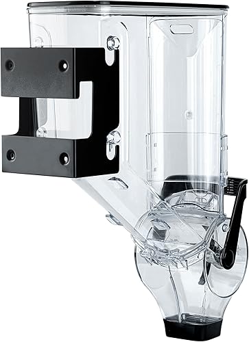 Miniatura 11 de Restaurantware Dispensador de cereales de plástico de 3.5 galones montado en la pared, dispensador de caramelos, alimentos secos negros con soportes