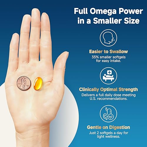 Miniatura 3 de ZEBORA Aceite de pescado Mini Omega 3 de 1400 mg, alta potencia con vitamina E, apoyo para la salud del corazón, el cerebro y el sistema