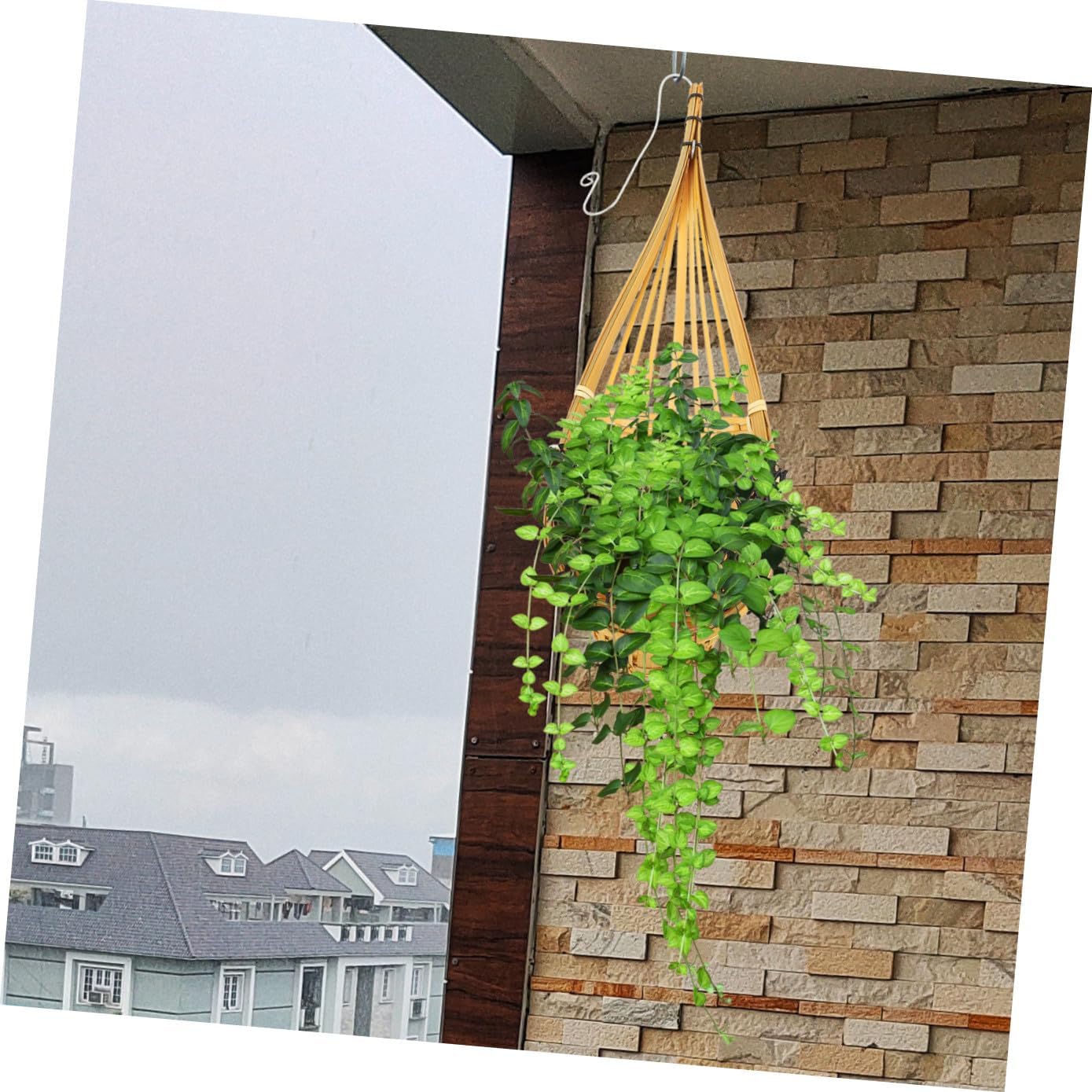 Happyyami 4pcs Hanging Woven Orchid Baskets Decorative Wall Hanging Flower Storage Baskets for Home Decor Multi-Functional Bamboo Planters for Indoor Plants Rustic Wall for Kitchen
