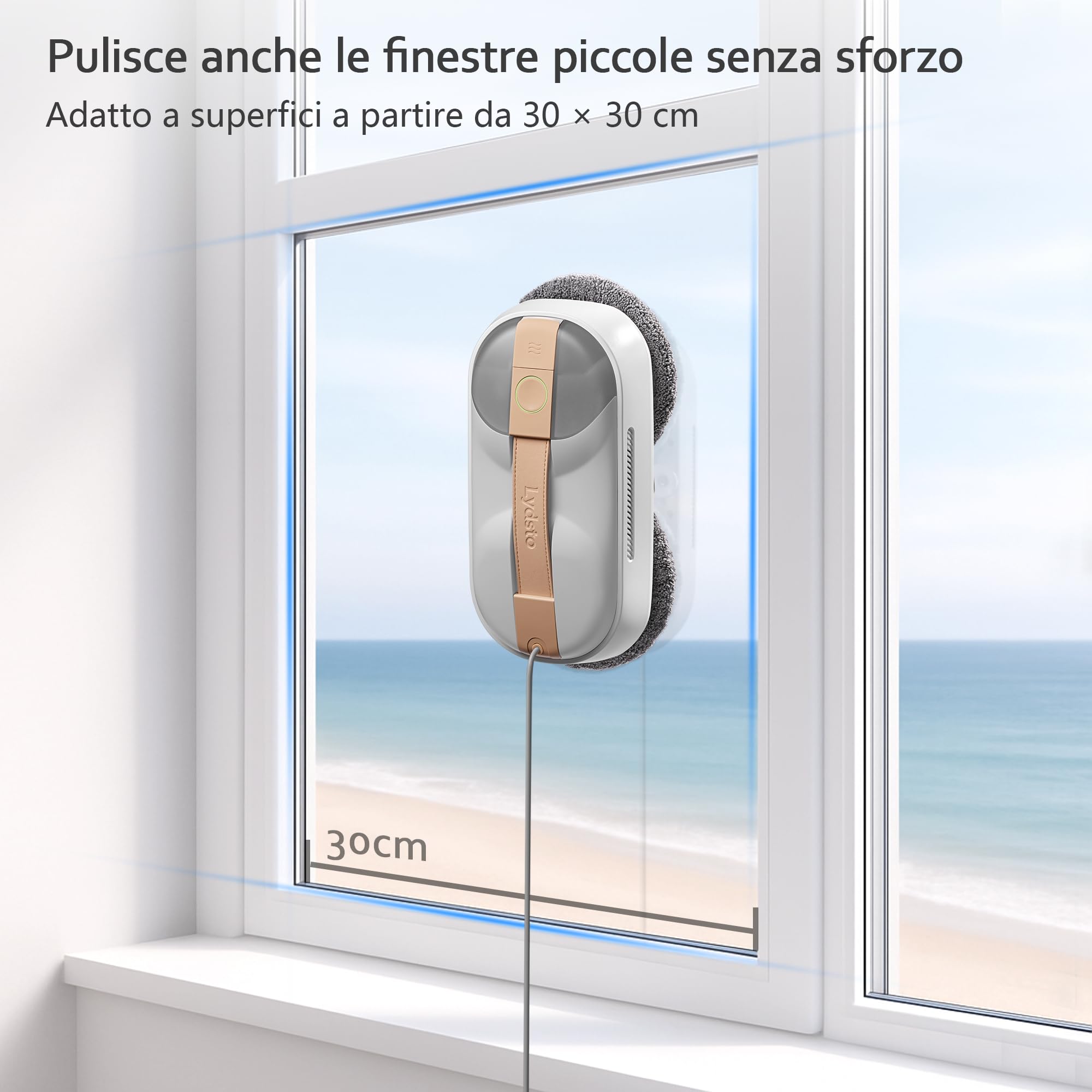 Lydsto WL09 Robot Lavavetri Doppi Ugelli con Spruzzo Ultrasonico，6000Pa Robot Pulisci Vetri 80ML Serbatoio dell'Acqua, Telecomandoe 10 Panni, Per Tutte le Superfici Lisce