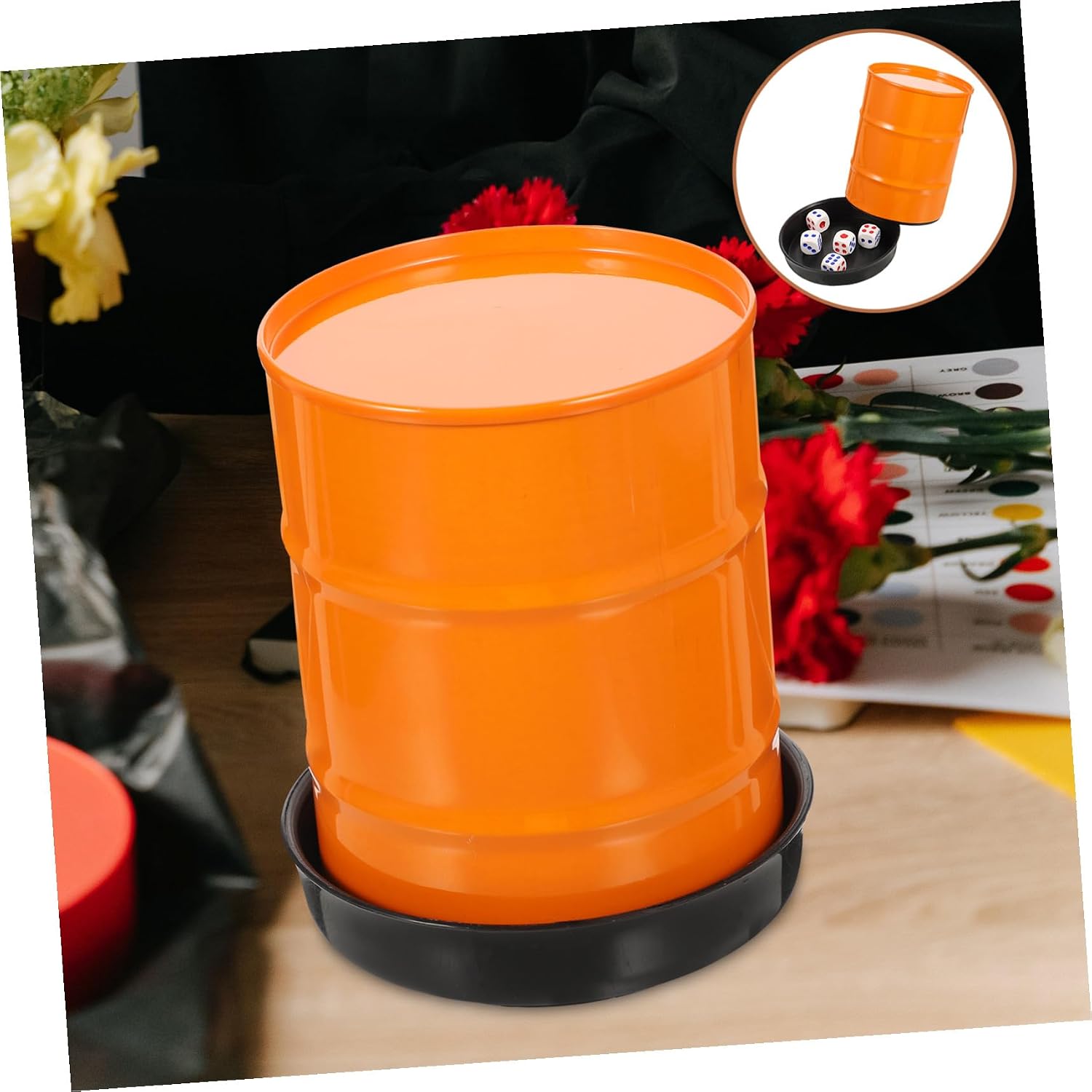 Creative Orange Dice Rolling Holder with Base Lightweight Dice Cups for Party Entertainment Ktv Game Favors Includes Smooth-Texture for Family Fun