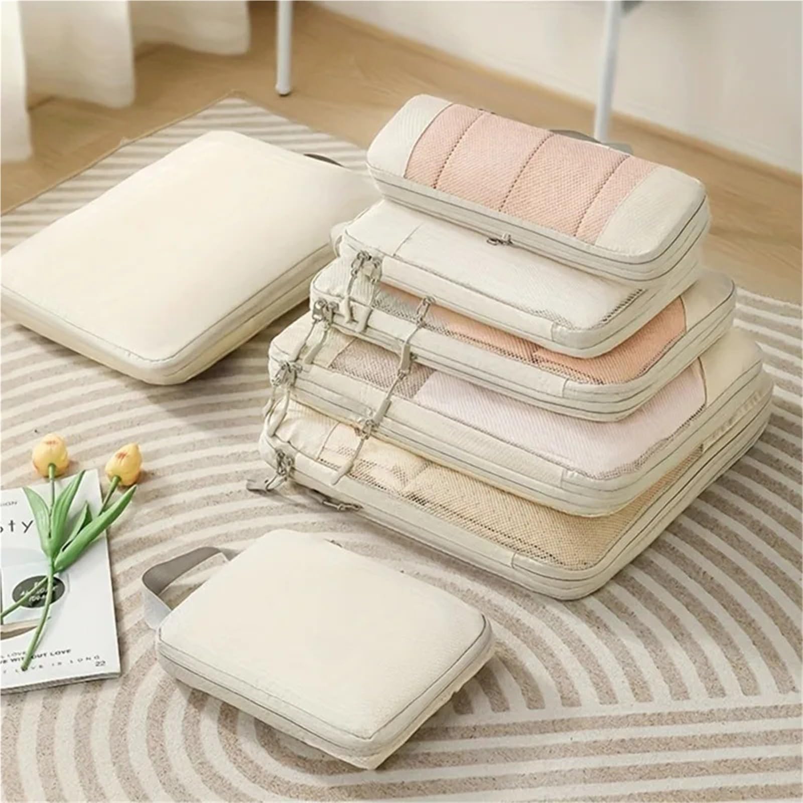 5 cubi di compressione for valigie, accessori da viaggio, organizer espandibili, leggeri Organizer per valigie(Black 5pcs)