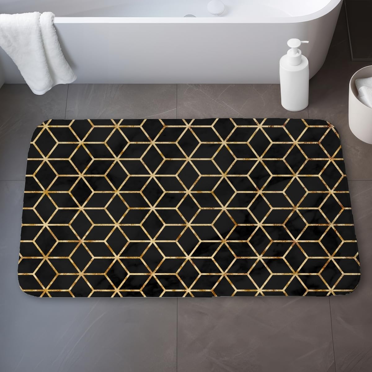 Begin Home Decor C1BM2134O5LJMZ 21 x 34 in. Symmetry Modern Abstract Bath Mat - Stylish Home Decor