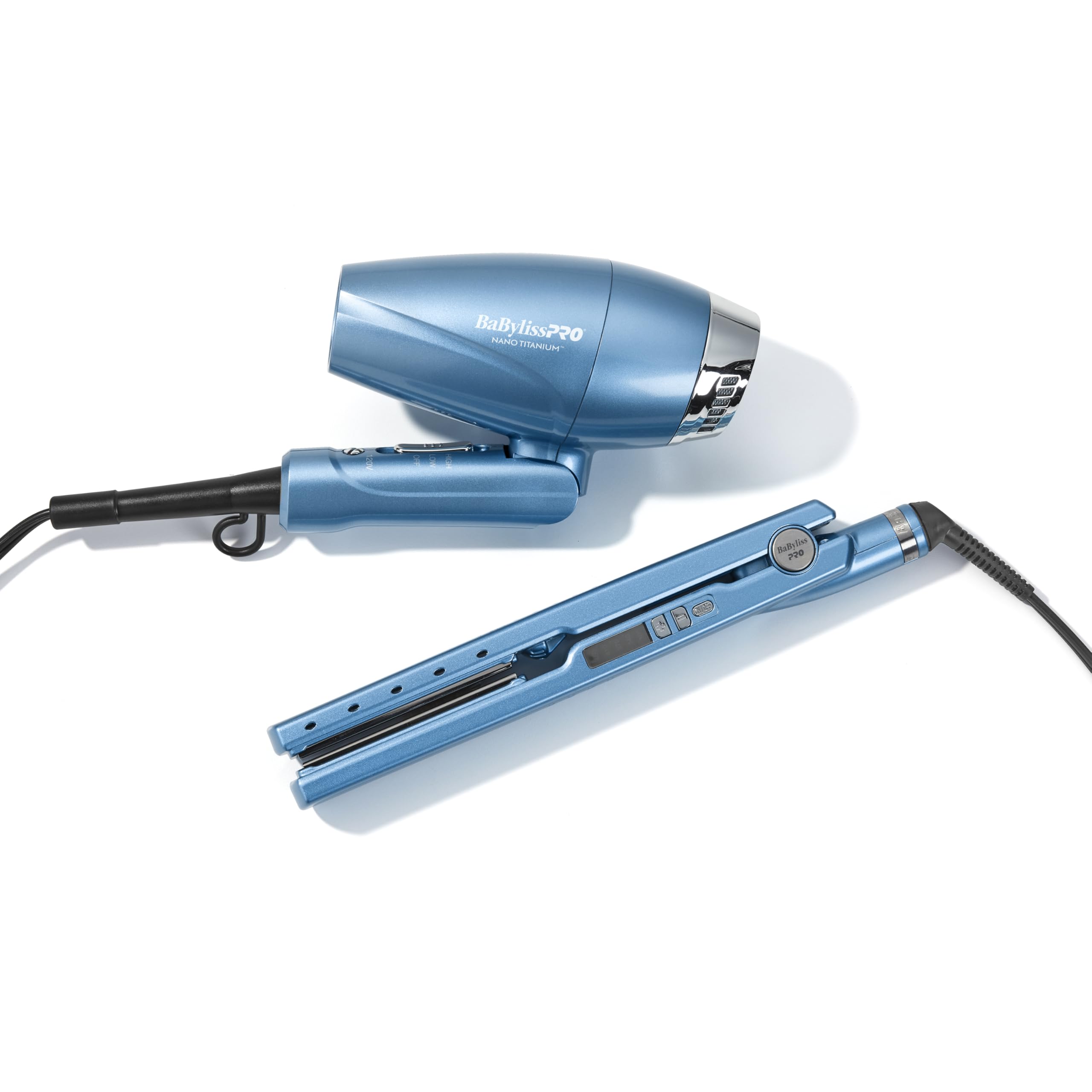 Photo 1 of BaBylissPRO Nano Titanium Compact Folding Ionic Hair Dryer and 1 1/4" Digital Ionic Flat Iron Prepack