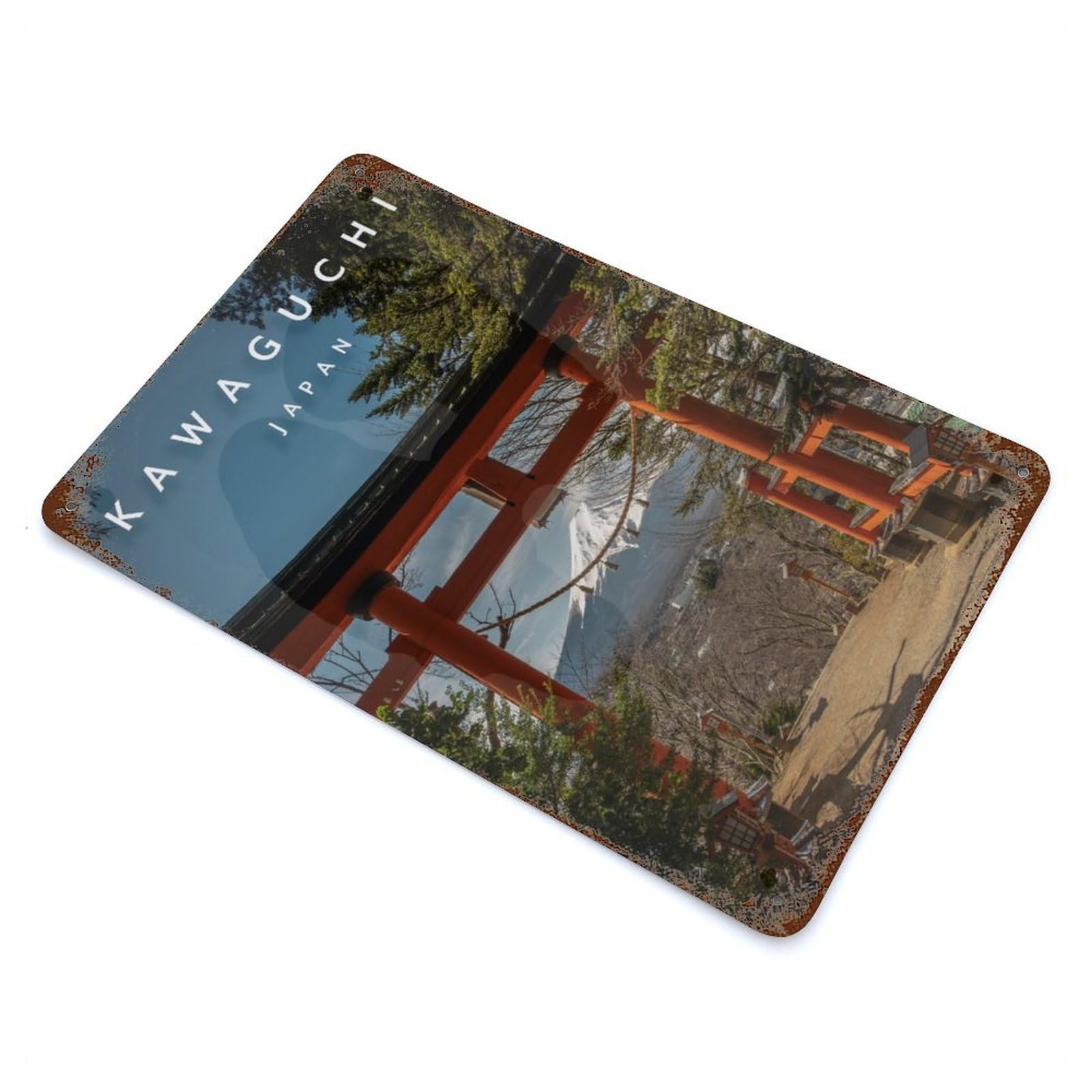 Decorative Tin Sign Fuji San 11.8"x7.9", Novelty Wall Decor for Shed, Workshop And Garage Wall Decor
