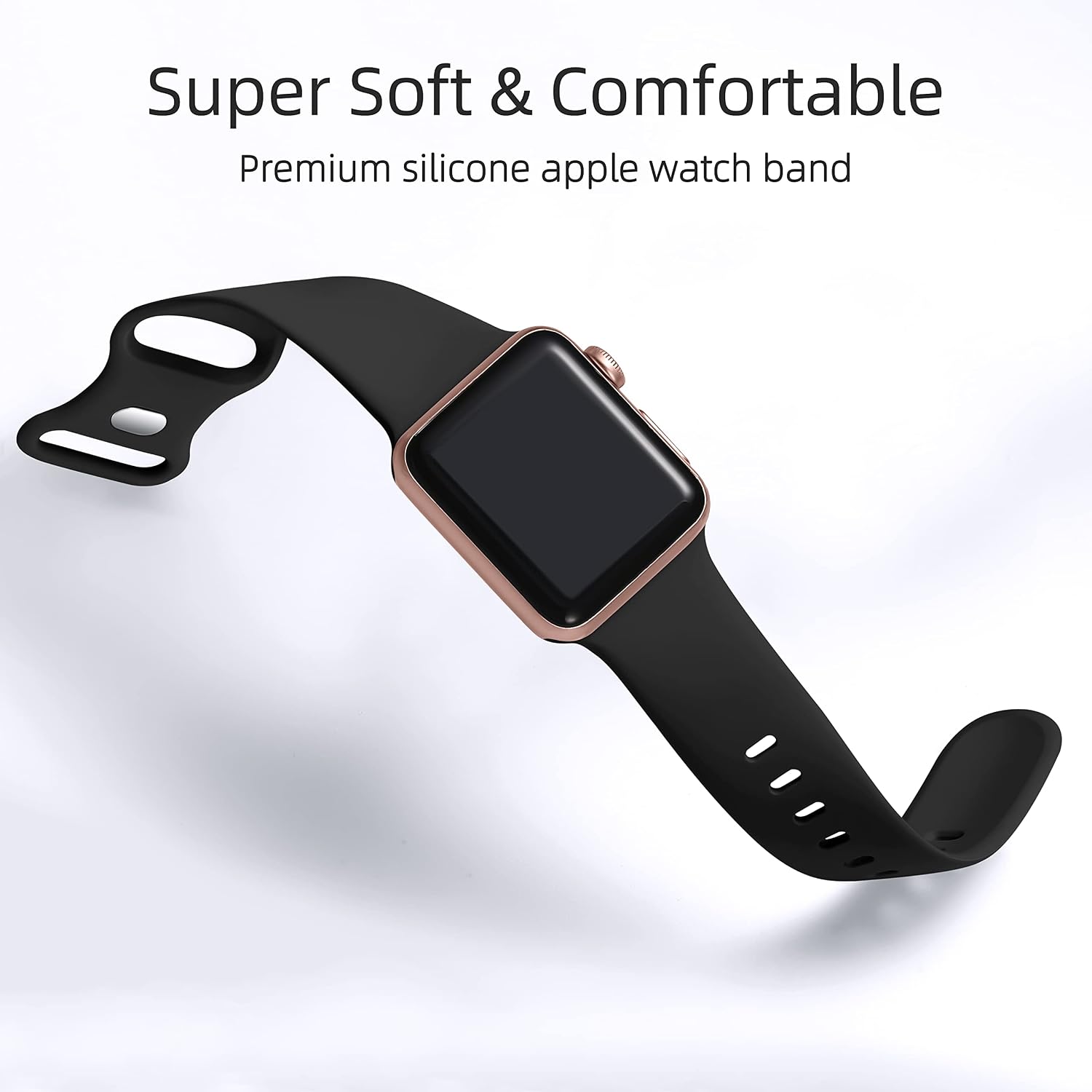 Dirrelo Bands Compatible with Apple Watch Band 45mm 41mm 44mm 40mm 42mm 38mm Women Men, 4 Pack Soft Silicone Sport Strap Replacement Wristbands for iWatch Series 7 6 5 4 3 2 1 SE