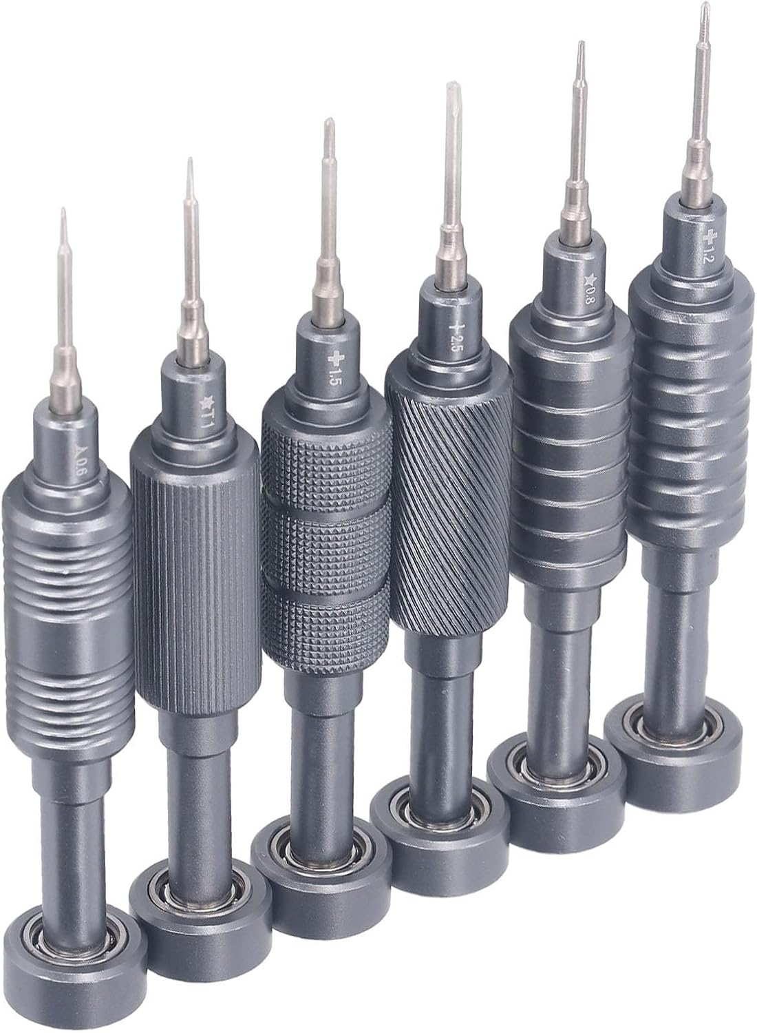 6 in 1 Precision Screwdriver Set for Smartphones Repair, wit S2 Steel Bits, Anti-Slip Knurled Handle, 360° Rotating Cap, for Removing or Assembling Small Screws