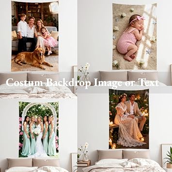 SSmiercx Custom Tapestry Upload Images Text Photos, Personalized Funny Backdrop Banner with Your Design/Picture, Wall Hanging Art Decor for Bedroom, Festival, Birthday, Wedding (Vertical-40''X60'')