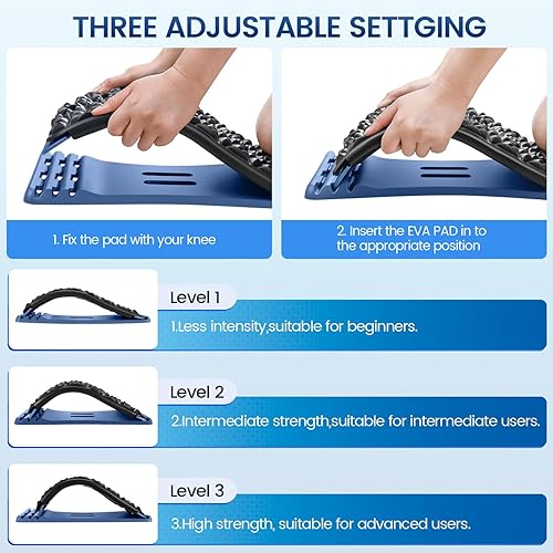 Miniatura 6 de WeeBH Dispositivo de craqueo de espalda para aliviar el dolor de espalda baja, tablero de columna ajustable de varios niveles para hernia de disco,