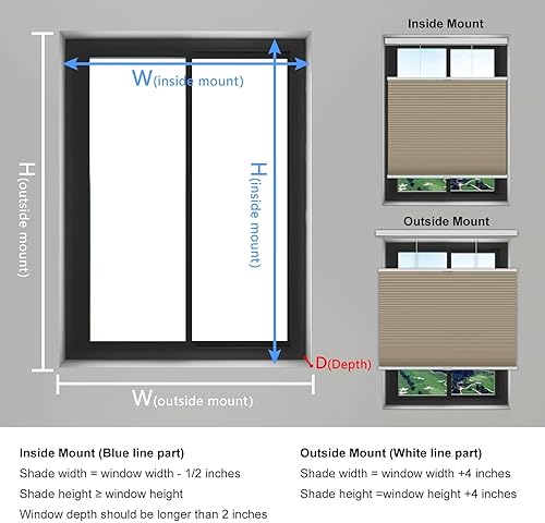 Miniatura 7 de Changshade Persianas celulares opacas inalámbricas, de arriba hacia arriba, para ventanas, plisadas de una sola celda de 1.5 pulgadas para