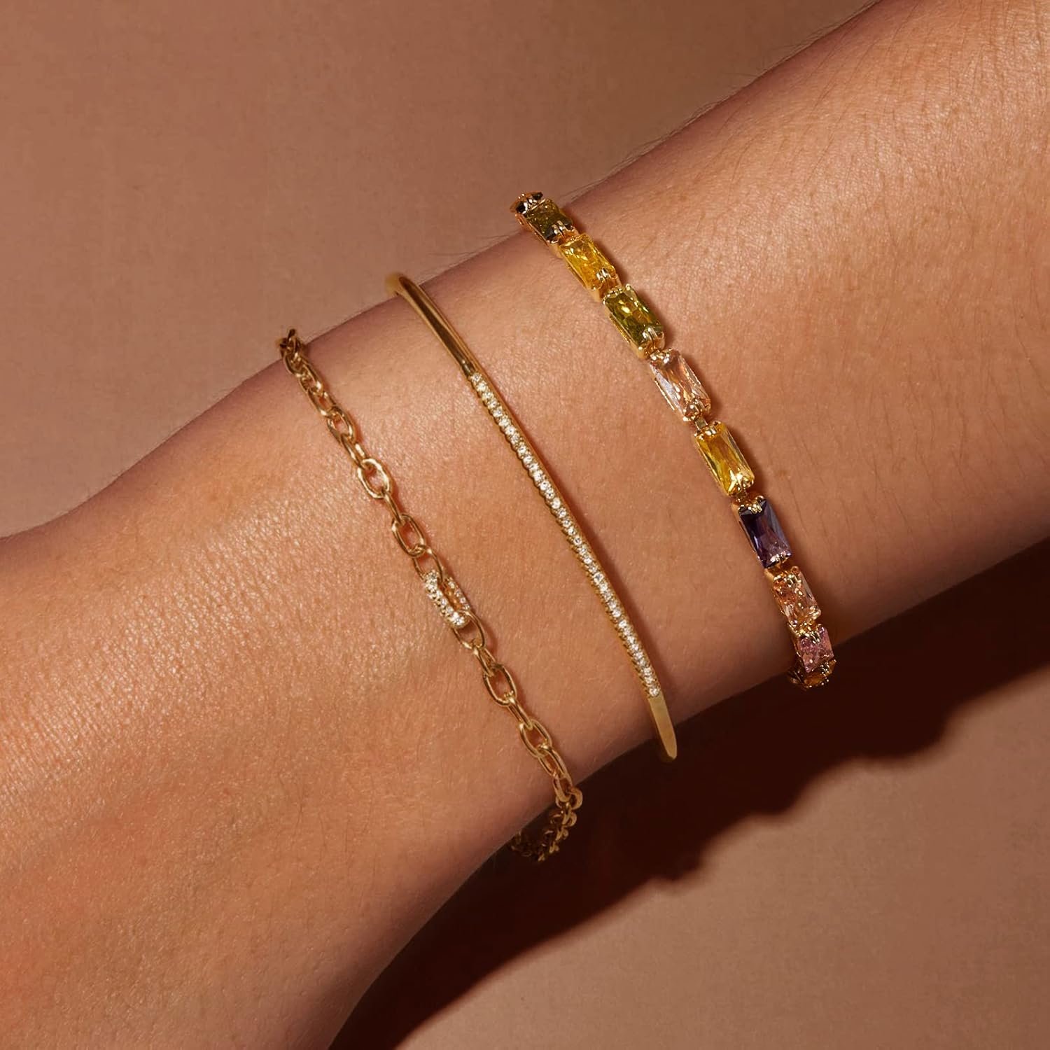 KissYan Tennis Bracelet for Women, 14K Gold Plated Cubic Zirconia Adjustable Slider Bracelets Trendy Jewelry Gift - Image 7