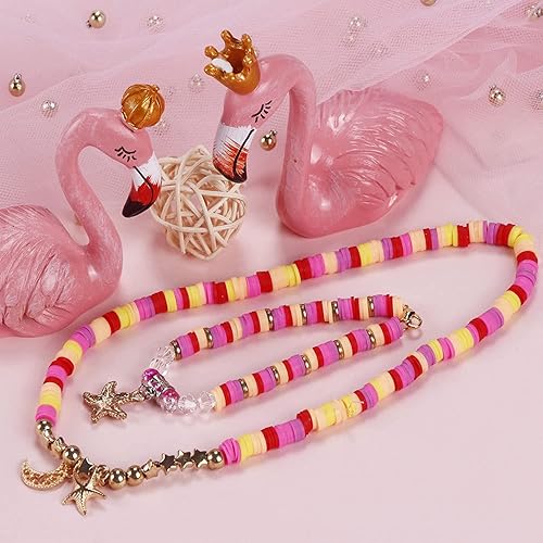 Miniatura 5 de MIIIM Kit de pulsera de cuentas de arcilla roja, cuentas Heishi, dijes de arcilla y cuentas espaciadoras doradas para hacer joyas, kit de cuentas de