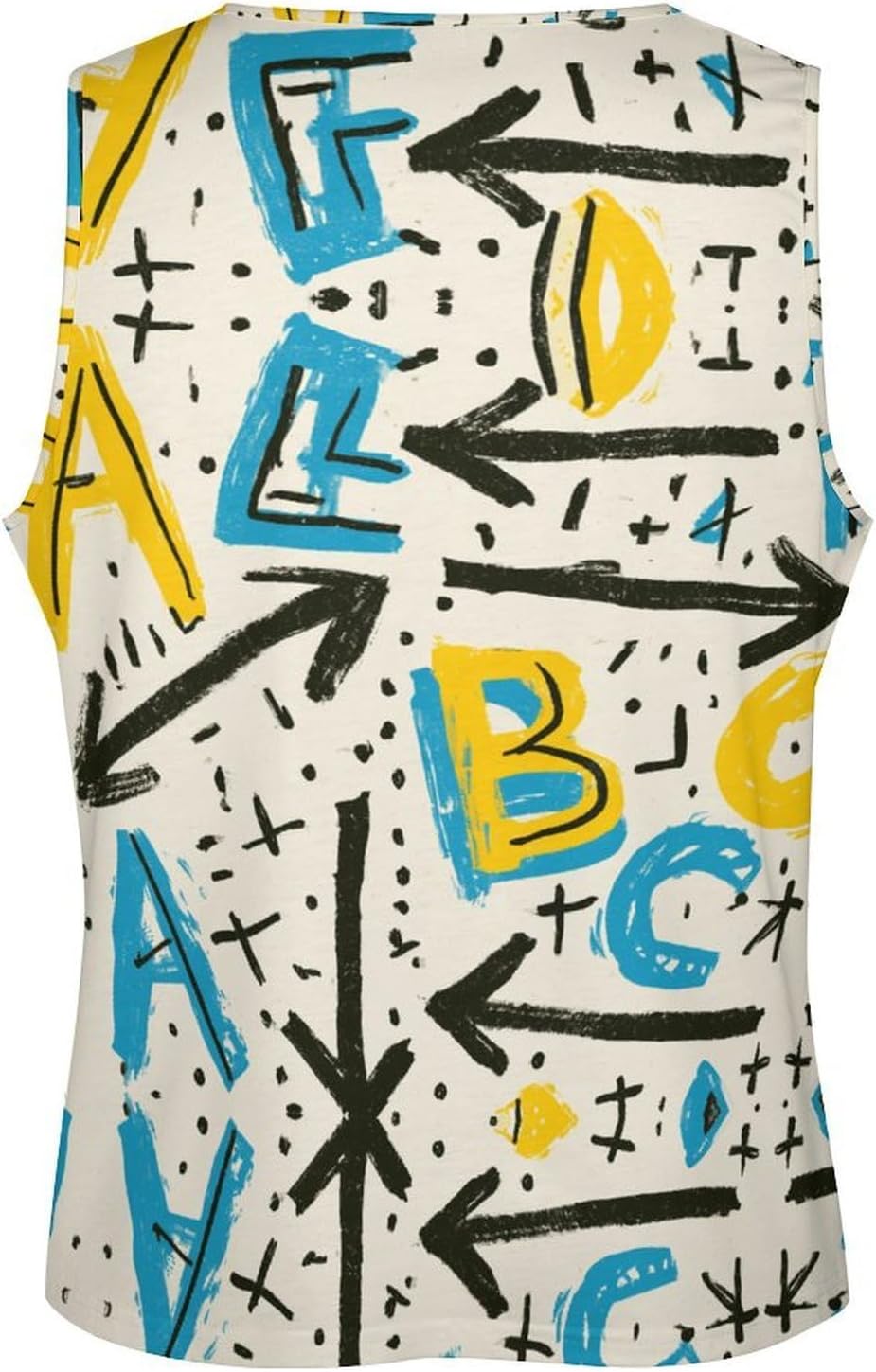 Letters ABC Men's All Over Print Muscle Tank Top Sleeveless V Neck Workout Gym Casual Sports Tee S‑5XL